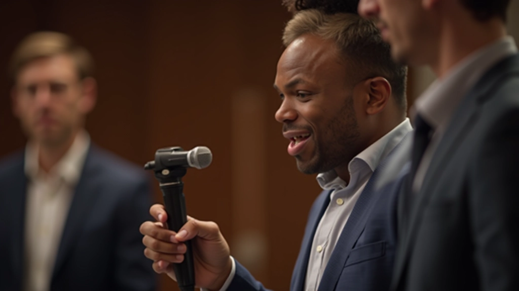Speaker practicing with proper posture and vocal techniques